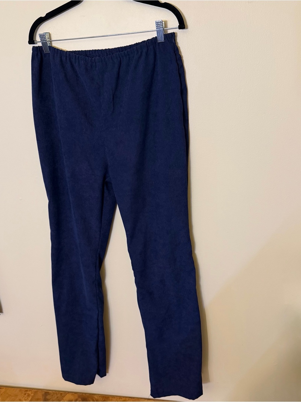 Corduroy Pants Blue Pockets Elastic Waist Size XL